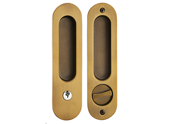 Bronze oval zinc alloy external sliding door lock