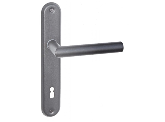 Modern Long Backplate Door Handle Lever Set Satin Nickel / Black Matte NARROW Plate