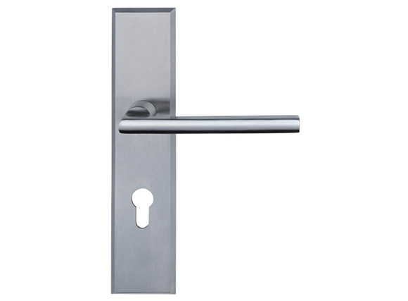 Straight Door Handles On Plate - Satin Stainless Steel