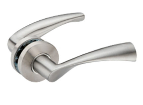 Stainless Steel Designer Door Handle on Sprung Rose