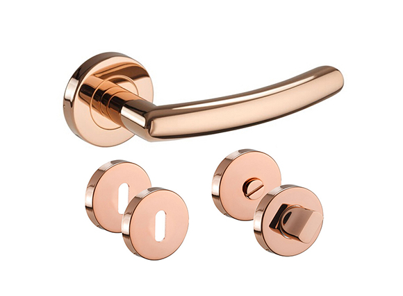 Rose Gold (Copper Effect) Curved Mitred Style Door Handles