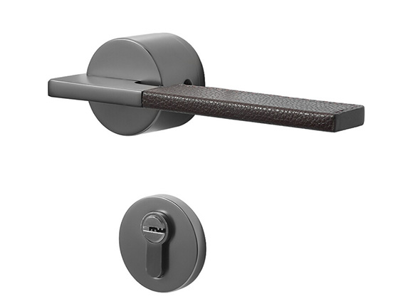 Matte Black Nickel Zinc Alloy Leather Interior Door Handle